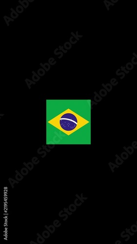 3D Rotating Brazil Flag Cube Animation with Transparent Background