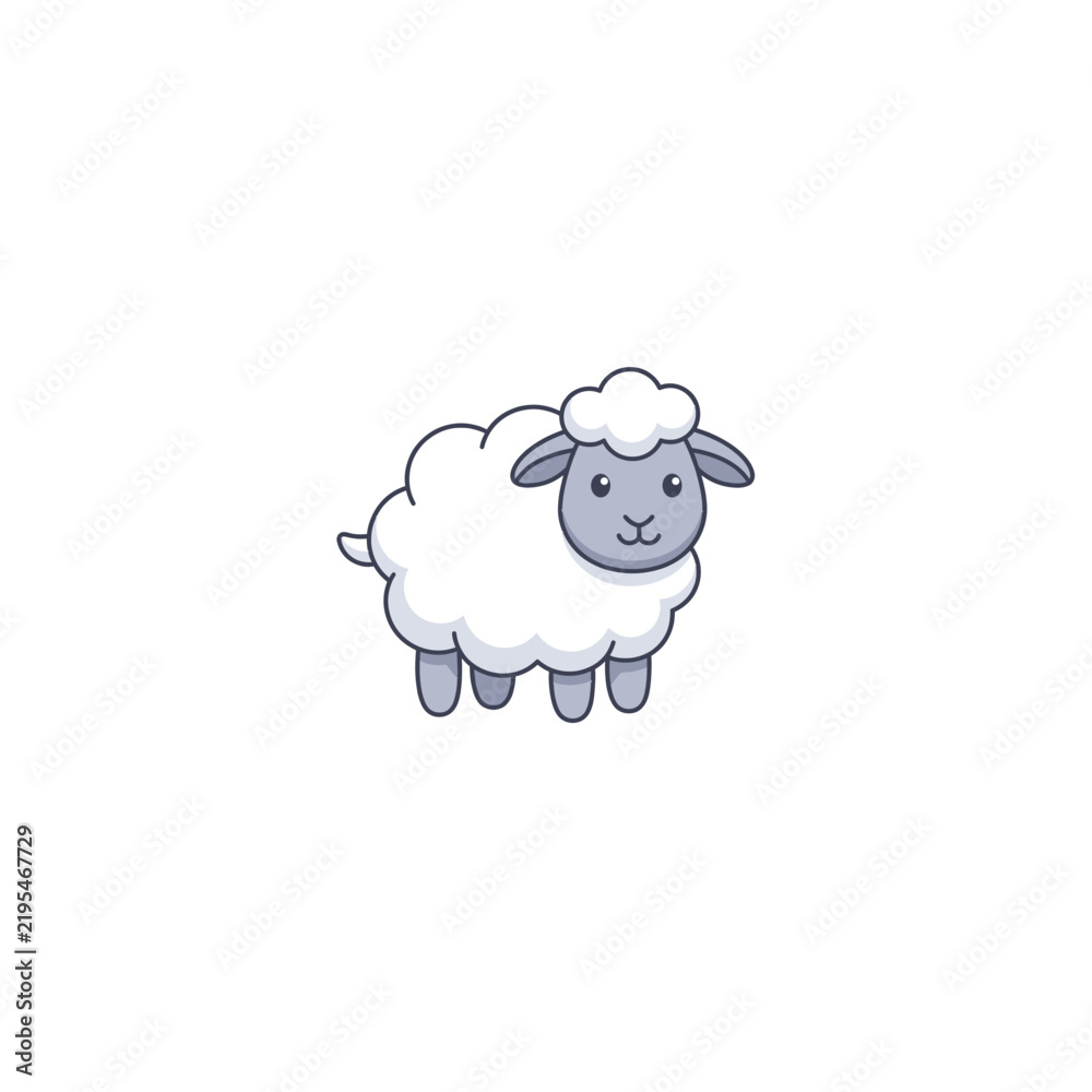 Obraz premium Cute cartoon sheep illustration in vector style for children design.