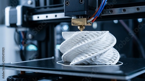 Obraz na płótnie 3D printer extruding white spiral object