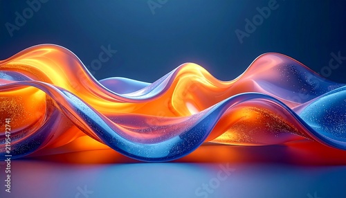 Vibrant abstract wave with glowing neon reflections.
