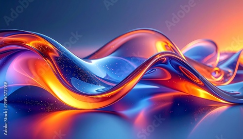 Vibrant abstract wave with glowing neon reflections.