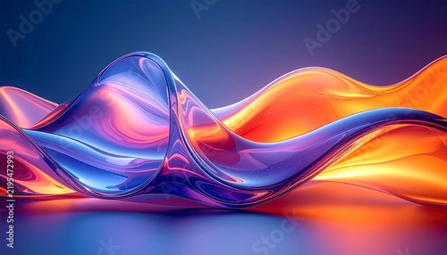 Vibrant abstract wave with glowing neon reflections.
