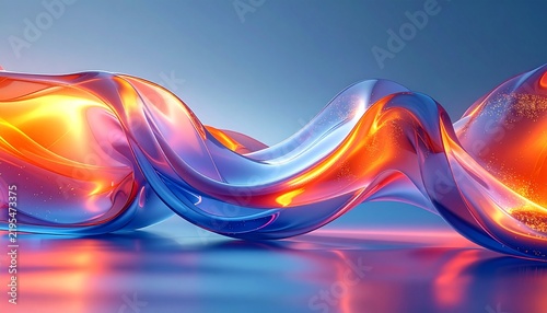 Vibrant abstract wave with glowing neon reflections.