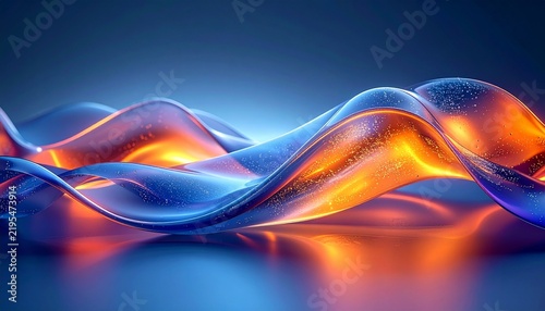 Vibrant abstract wave with glowing neon reflections.