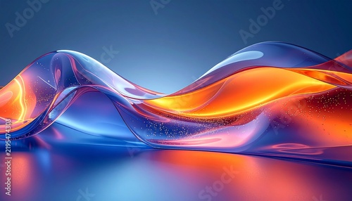 Vibrant abstract wave with glowing neon reflections.