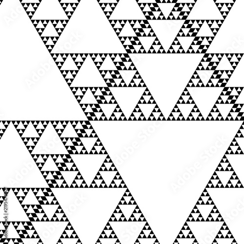 Картината върху платно abstract grid vector tessellation sierpinski triangle recursive pattern black wh