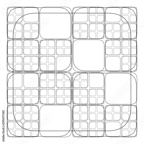 Obraz na plátně abstract grid vector tessellation quadtree recursive frame scale pattern black w