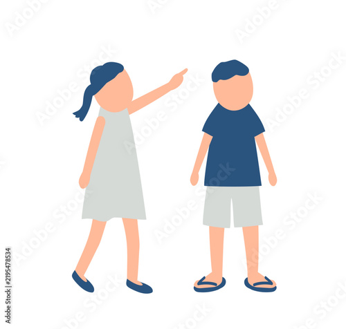 指を差す子供のイラスト
