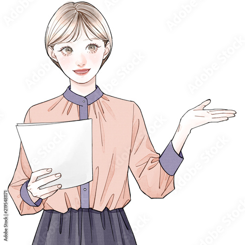 Obraz na płótnie 説明している女性
