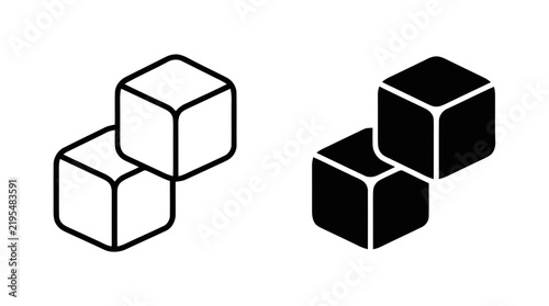 Vector illustration of sugar cubes icon set, sweet food ingredient on a transparent background