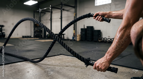 battle rope workout high intensity fitness training gym exercise
