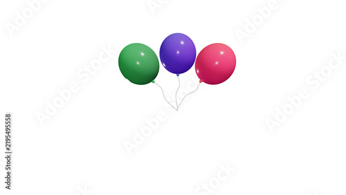 Canvas Print A PNG image of a Three vibrant festive balloons in shades of green purple and re