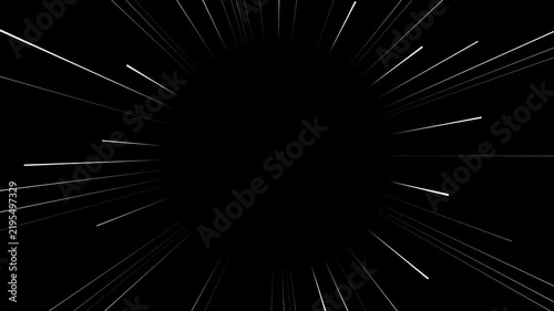 White Speed Lines Background with Radial Motion Effect - Abstract Anime and Manga Style Comic Action Rays on Black Background