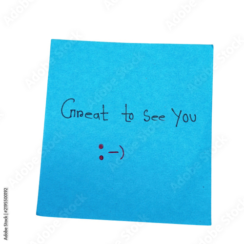 Obraz na plátně Blue sticky note with handwritten to you message isolated on a transparent backg