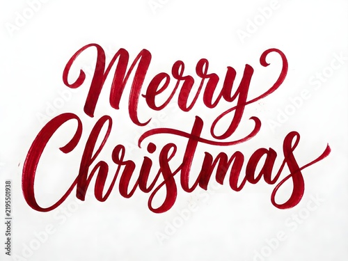 Calligraphy handdrawn merry christmas lettering text typography element design