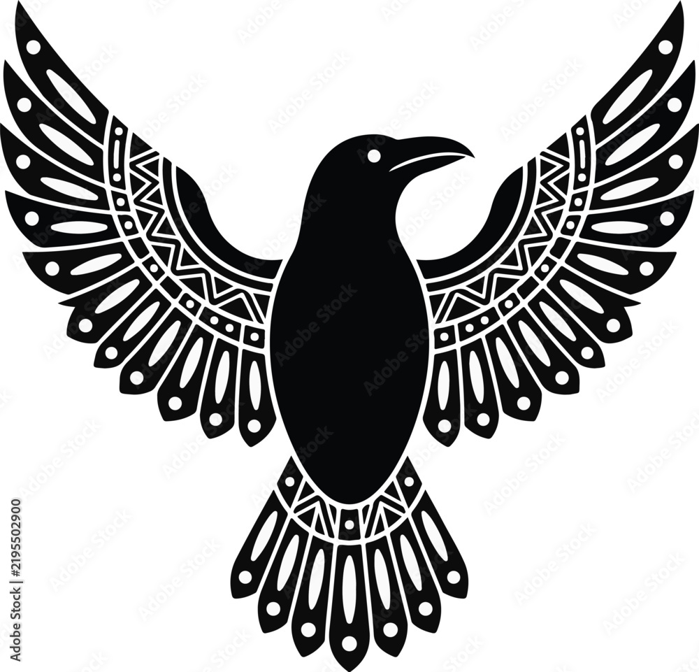 Obraz premium Black raven silhouette perched on a branch isolated on a white background as a vector illustration