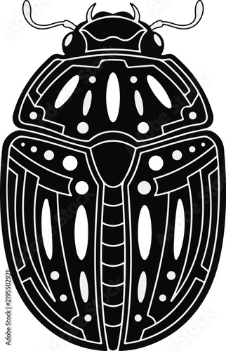 Detailed scarab beetle vector illustration isolated on a white background for nature design projects