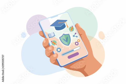 Secure Education and Student Protection Mobile App Illustration