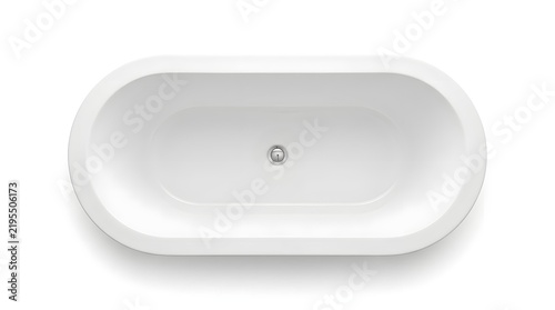 Modern white bathtub top view