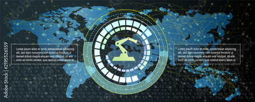 futuristic global technology background featuring a digital world map, clock interface, data connections, binary code, and network lines for cybersecurity, business, communication, innovation concepts