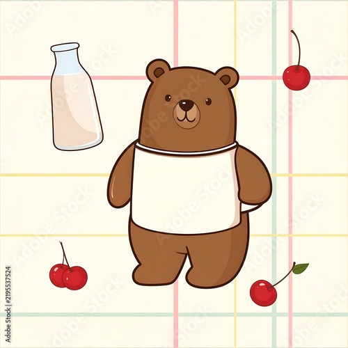 Seamless Sleepwear Fabric Pattern Featuring Cute Bear Characters
