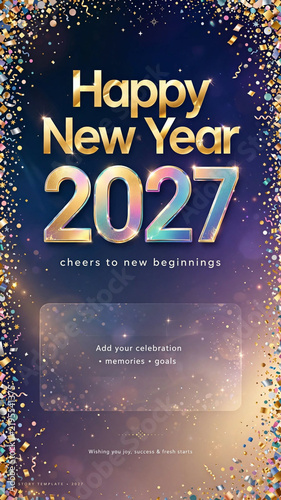 Story Template Happy New Year 2027 Trendy Typography