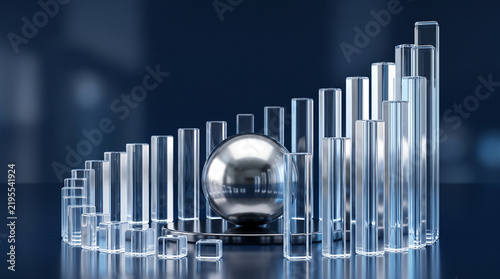 Business Growth and Financial Data Analytics with Glass Bar Chart
