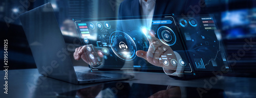Businessman Analyzing Customer Support and Helpdesk Service Operations Data on Digital Screen, Ticket Resolution Metrics, Client Care Performance, Communication Analytics, Support Hub