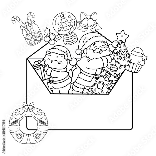 hand drawn vector illustration set of christmas elements, Kawaii coloring page for cute, Christmas doodle, Coloring book and merry Christmas 2027