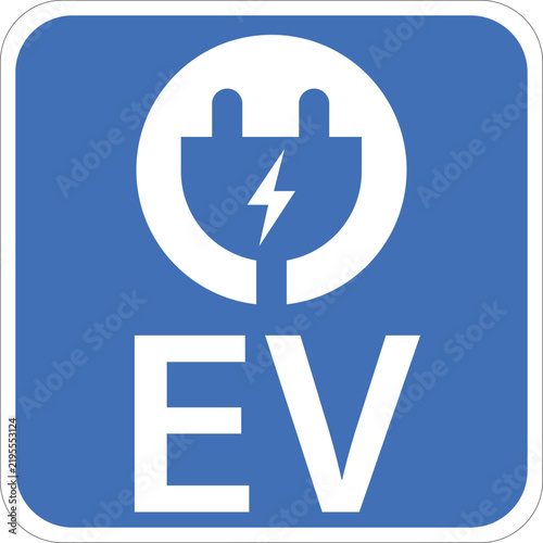 Electric Vehicle Charging Station EV with Plug Stencil