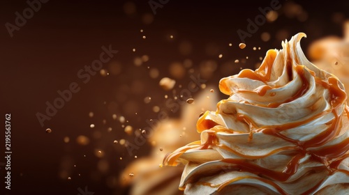 Rich Caramel Drizzles Over Creamy Whipped Swirls