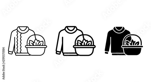 Laundry Care Icons: Sweater and Wash Basin, Clean Clothes Symbol, Fabric Washing Instructions