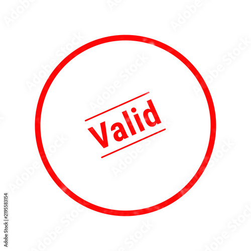 фотографія A red rubber stamp graphic shows the word valid centered inside a circular frame