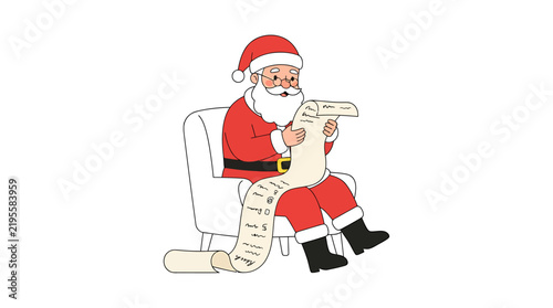 Cartoon Santa Claus Sitting Relaxing Chair.