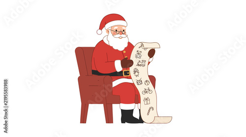 Cartoon Santa Claus With Reindeer Figurine Illustration.