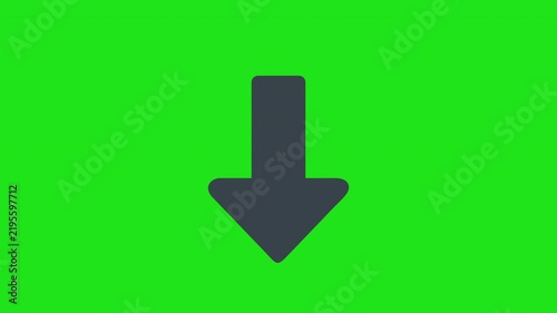 Down Arrow Direction and Navigation Symbol Animation Green Screen Background. 4K Resolution