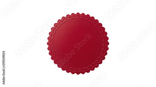 Red label on transparent background