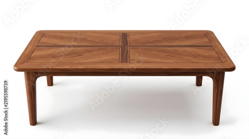 Modern Rectangular Wooden Coffee Table with Natural Wood Grain
