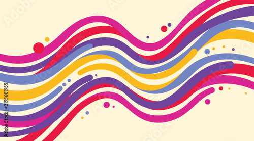 Colorful abstract wave background with flowing lines, vibrant curved stripes vector illustration, modern wavy pattern for creative design