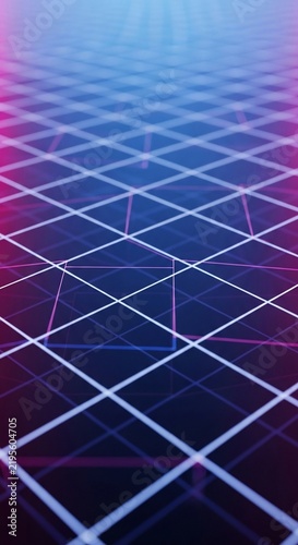 ネオングリッドの抽象的背景、未来的な光の広がり、デジタル空間、サイバーパンク風