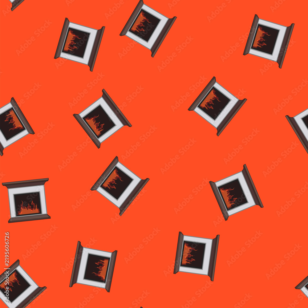 Fototapeta premium seamless pattern burning fireplace cartoon. burning fireplace sign vector