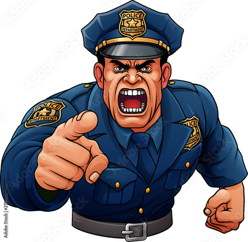Fotografía A policeman angry police man cartoon character cop illustration