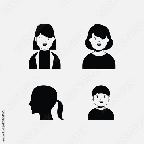 Girl avatar icon set, four icon, profile