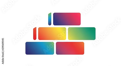 Abstract colorful brick wall icon with gradient colors on white background