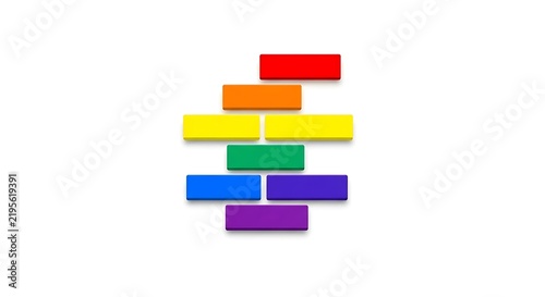 Rainbow colored rectangular blocks arranged in a stacked pattern on white background