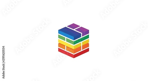 Colorful layered cube graphic representing data storage or cloud infrastructure