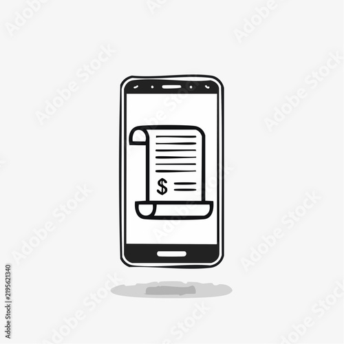 Mobile Financial Document Icon – Smartphone Invoice and Money Transaction