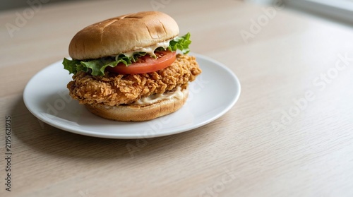 Crispy chicken sandwich - Fried chicken burger with fresh vegetables