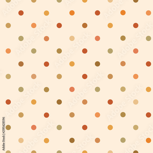 Colorful Autumn Polka Dot Seamless Pattern in Warm Earthy Colors. Minimalist fall design perfect for fabric, wallpaper, wrapping paper, kids textiles, and more.