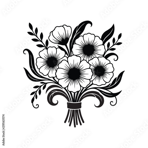 Elegant Floral Ornament Vector Design Element with Vintage Flowers and Leaves for Decorative Nature, Spring, Summer, Wedding Card, Wallpaper and Botanical Artwork